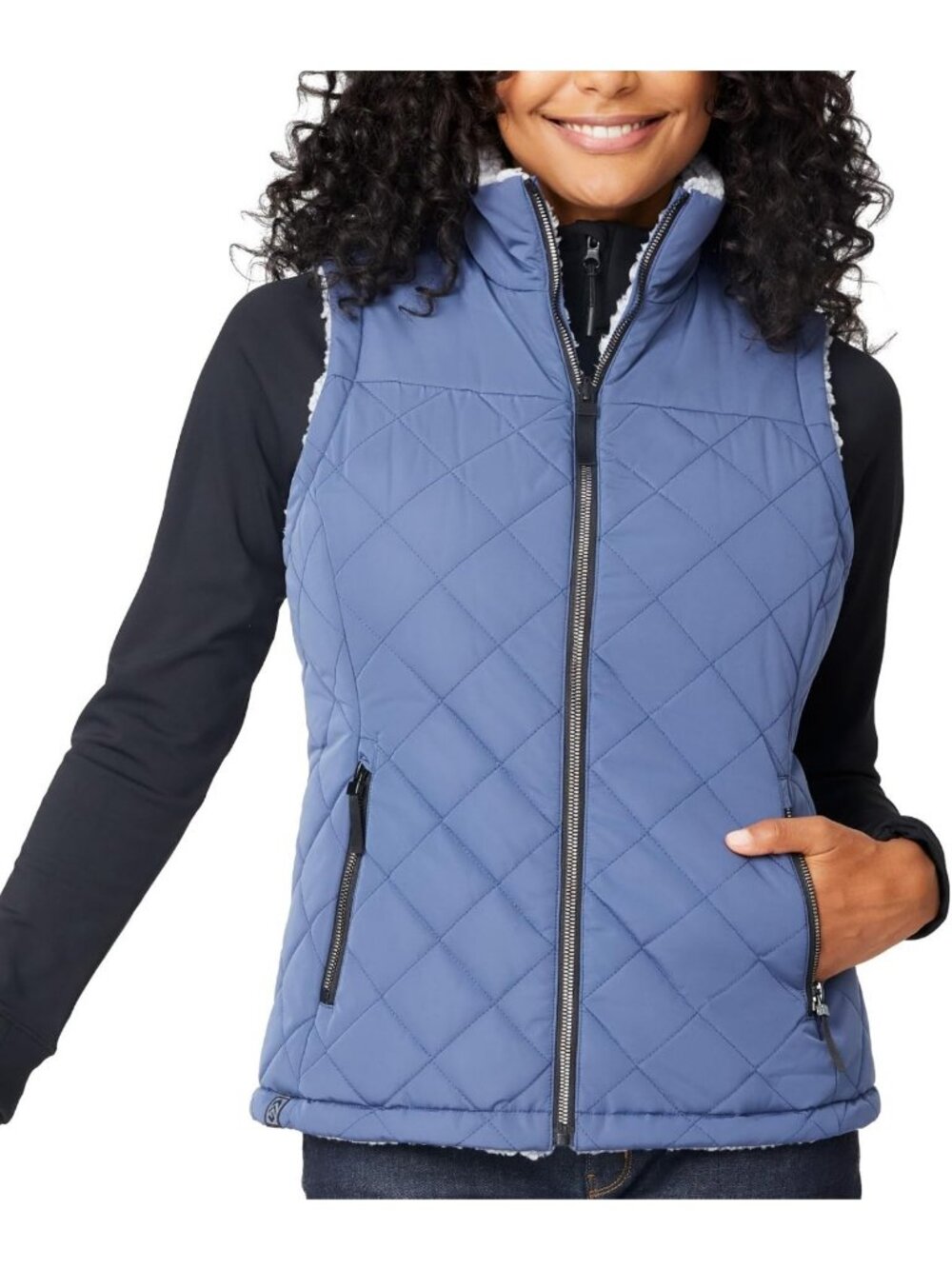 Reversible Women's Puffer Vest - Quilted Sherpa Winter Gilet for Cozy Layering